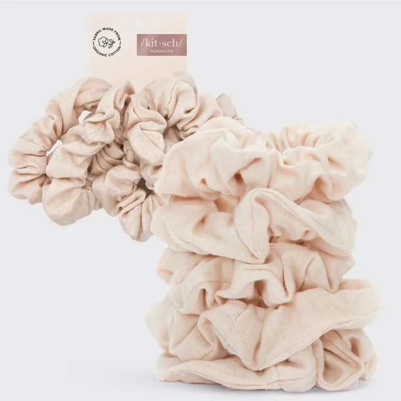 Organic Cotton Knit Scrunchies 5pc - Cream sold by Buddy Love