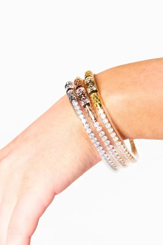 BuDha Girl Three Queens All Weather Bangles - Clear Crystal sold by Buddy Love