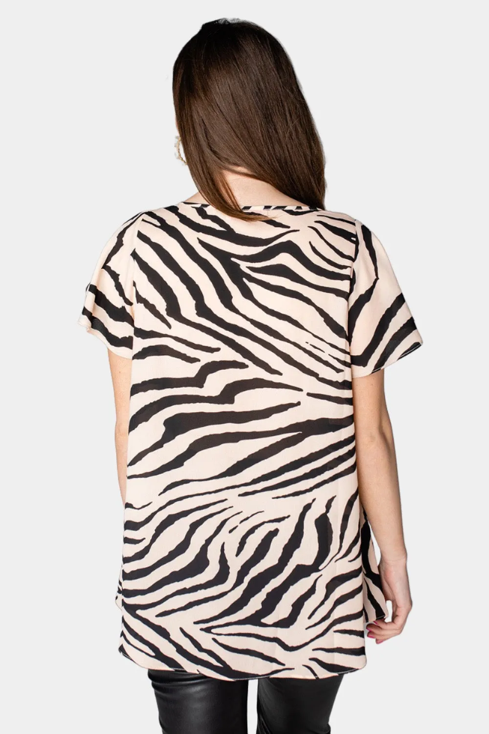 Avril Flutter Sleeve V-Neck Top - Zebra Striped sold by Buddy Love product image thumbnail 5