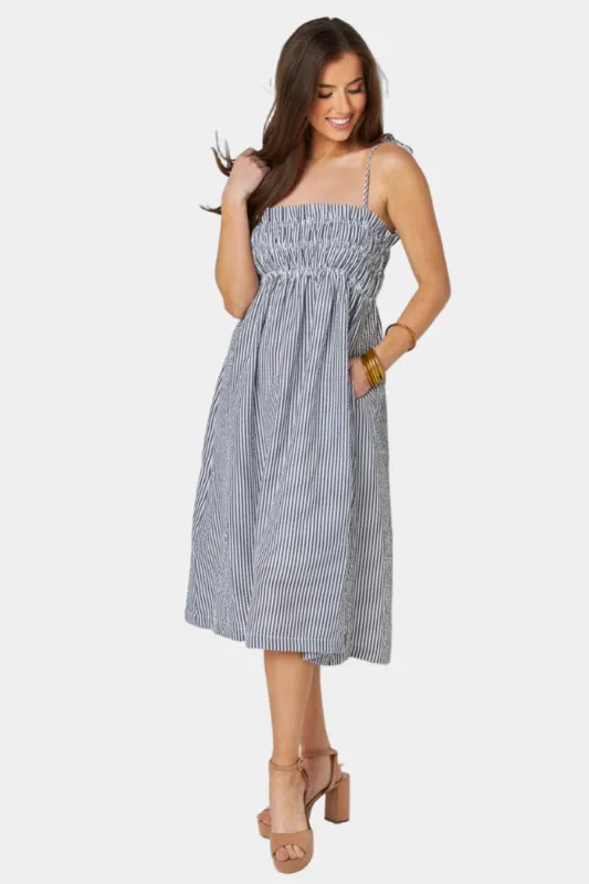 Lexi Tie-Shoulder Midi Dress - Black/White sold by Buddy Love