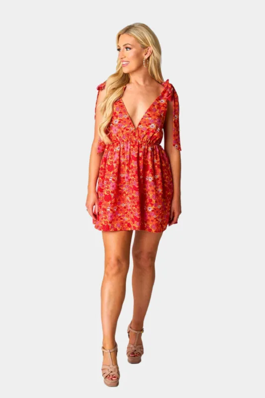 Melanie Tie-Shoulder Mini Dress - Grenadine sold by Buddy Love
