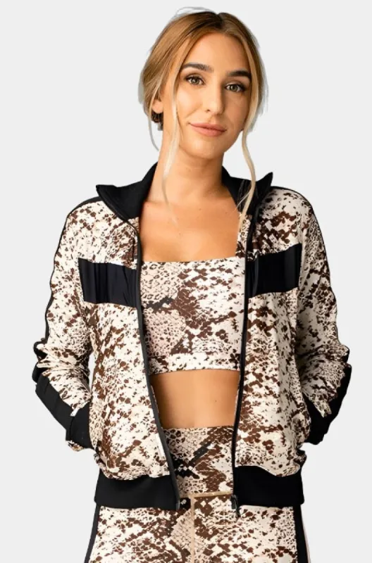 Vonn Elastic Long Sleeve Zip Up Jacket - Snake Skin sold by Buddy Love