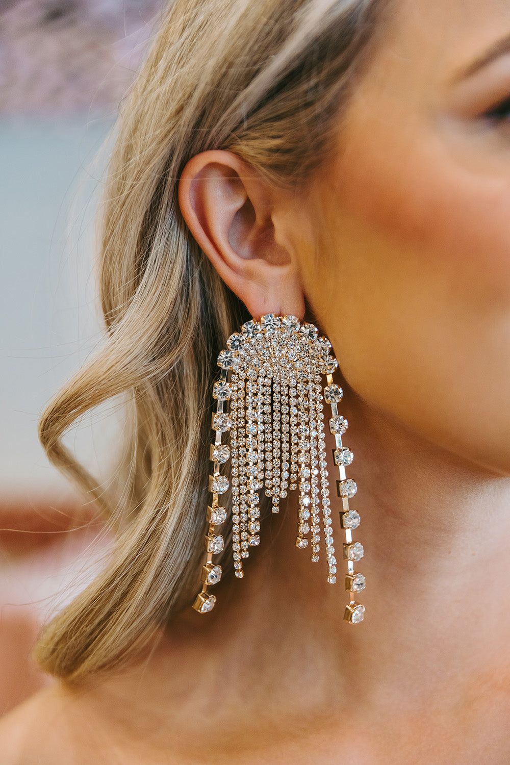 Chandelier Crystal Earrings - Gold sold by Buddy Love product image thumbnail 2