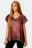 Avril Flutter Sleeve V-Neck Top - Puma sold by Buddy Love
