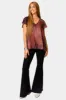 Avril Flutter Sleeve V-Neck Top - Puma sold by Buddy Love