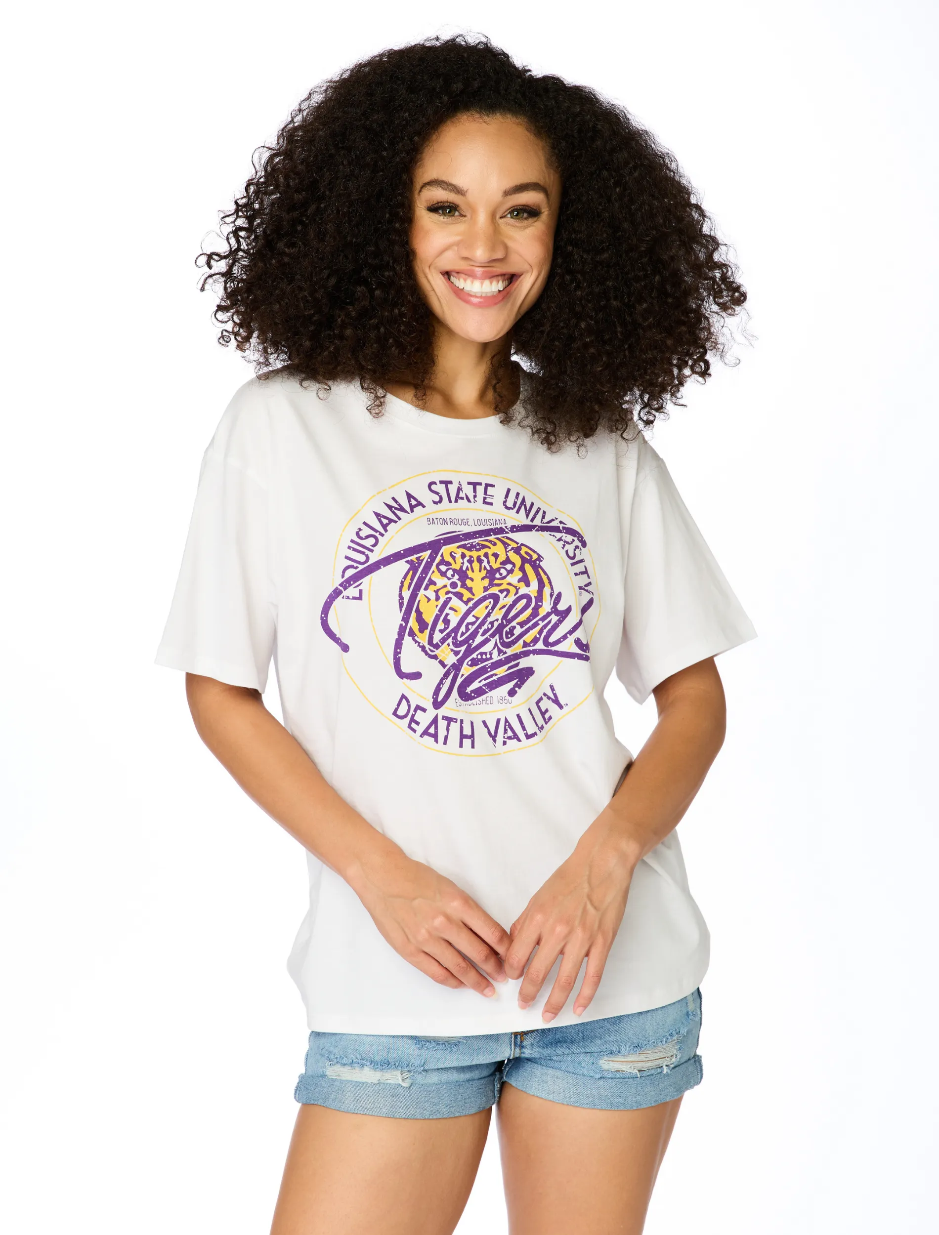 The LSU Classic Boyfriend Tee sold by Buddy Love