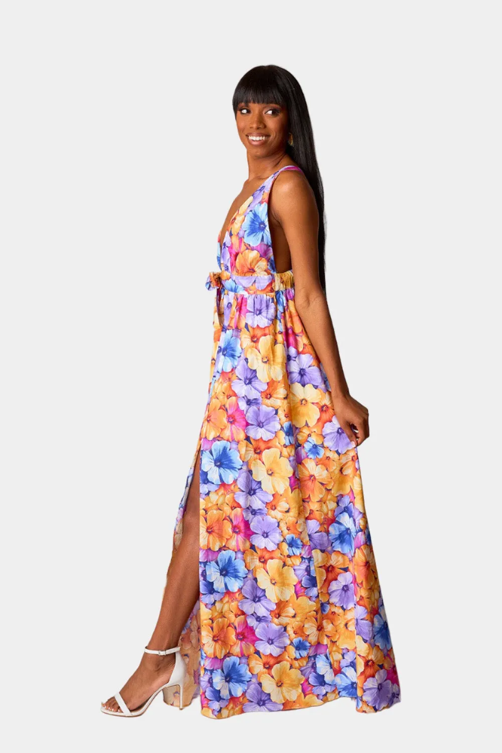 Zena Plunging Neck Maxi Dress - Pansy sold by Buddy Love product image thumbnail 3