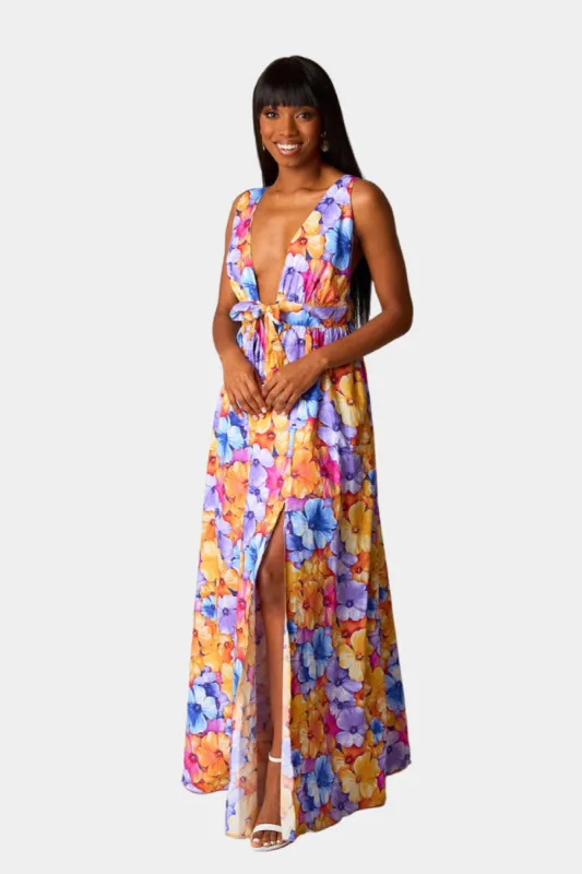 Zena Plunging Neck Maxi Dress - Pansy made by Buddy Love