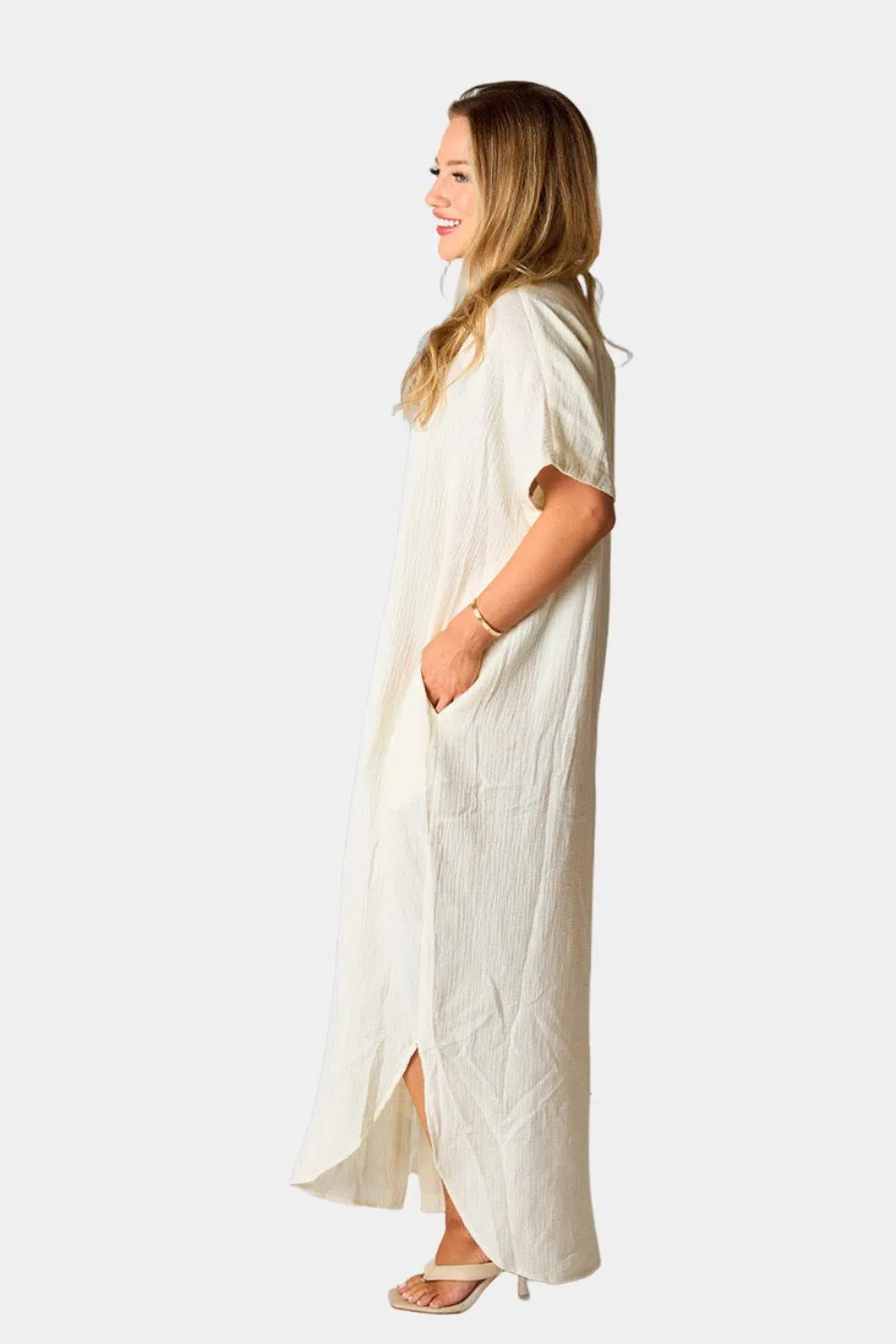 Carmen Cover Up Caftan Maxi Dress - Vanilla sold by Buddy Love product image thumbnail 3