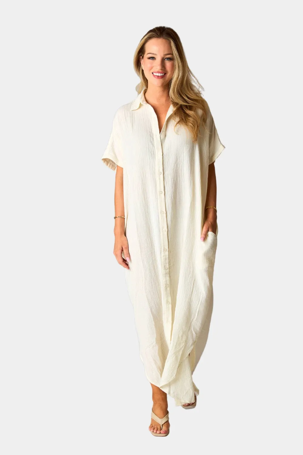 Carmen Cover Up Caftan Maxi Dress - Vanilla sold by Buddy Love