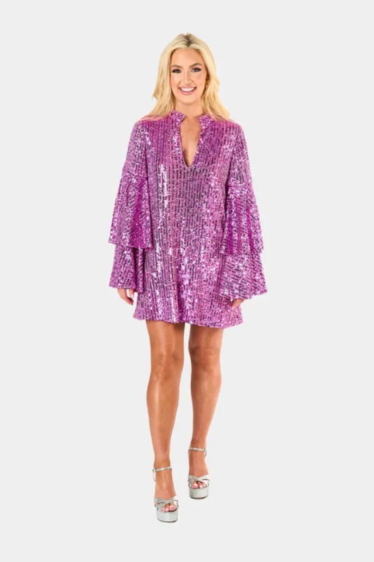 Gayle Long Sleeve Mini Dress - Grape sold by Buddy Love