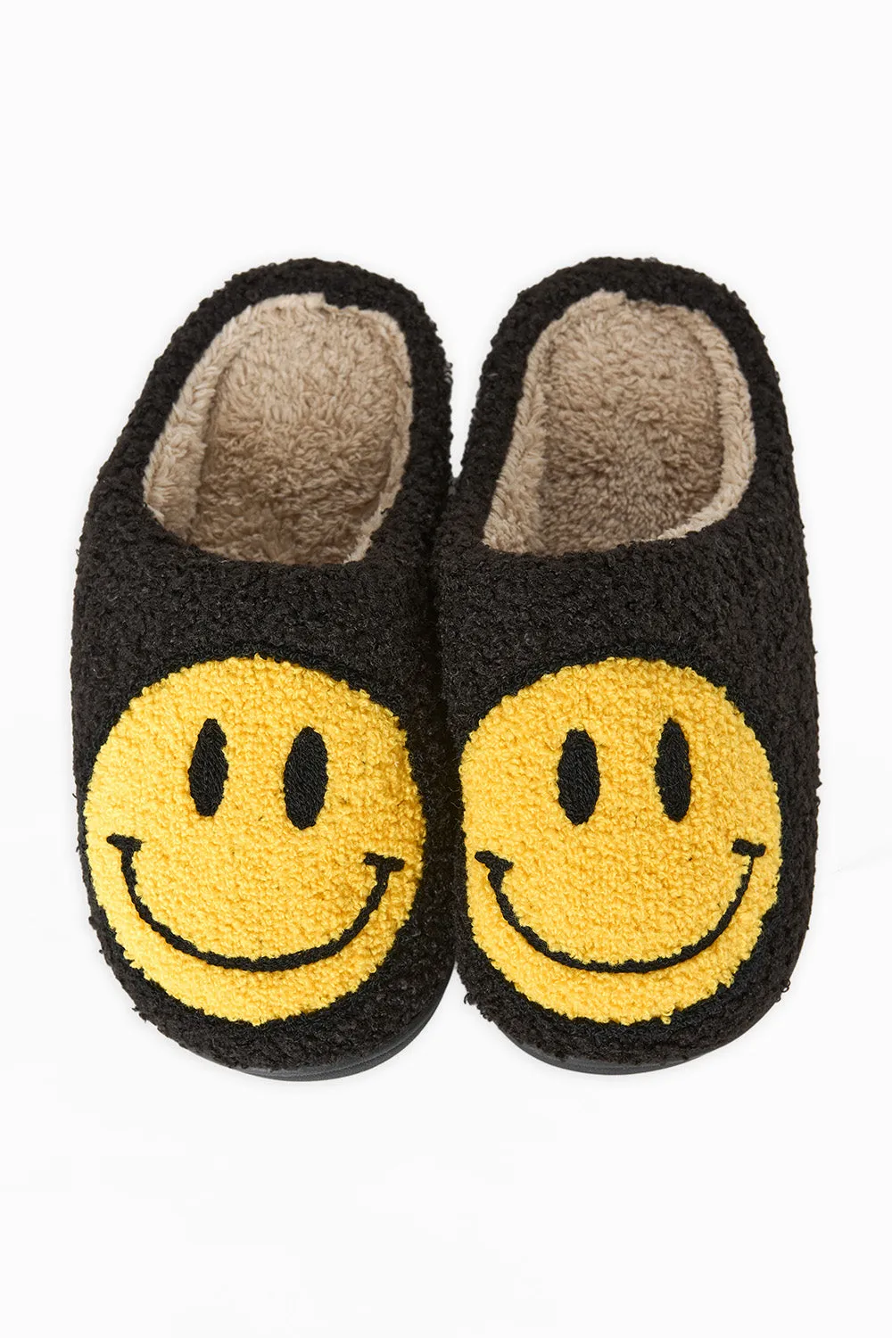 Melody Smiley Face Slippers - Black sold by Buddy Love