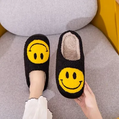 Melody Smiley Face Slippers - Black sold by Buddy Love product image thumbnail 2