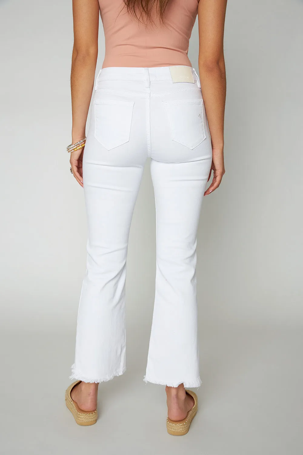 Happi High Rise Cropped Raw Hem Jean - White sold by Buddy Love product image thumbnail 4