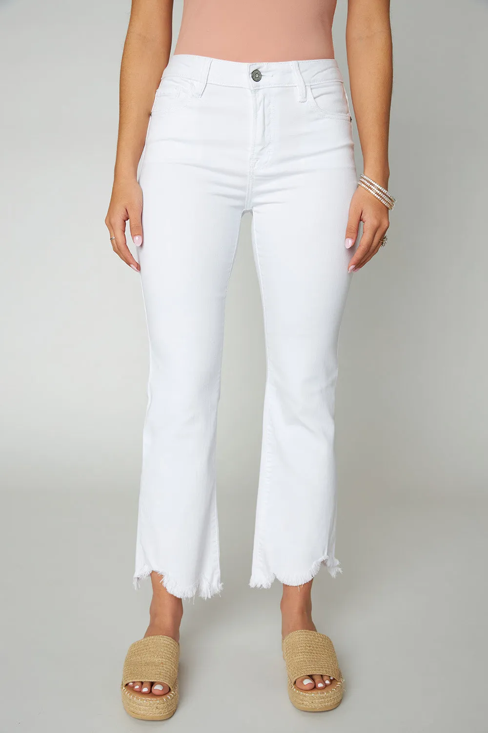 Happi High Rise Cropped Raw Hem Jean - White sold by Buddy Love product image thumbnail 2