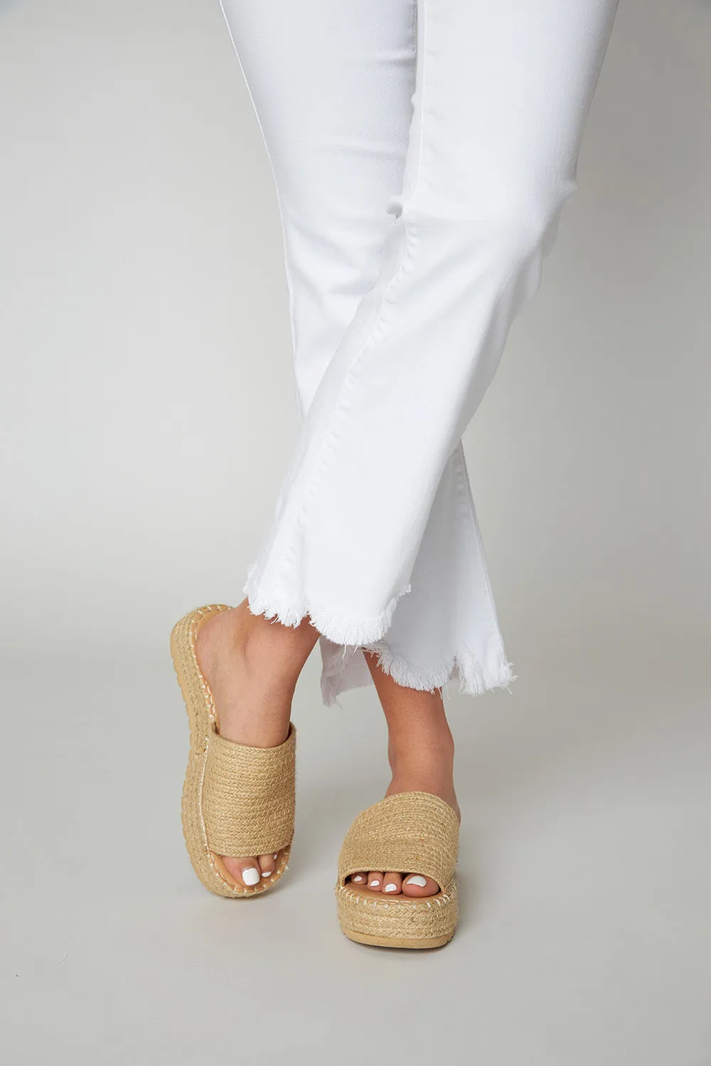 Happi High Rise Cropped Raw Hem Jean - White sold by Buddy Love product image thumbnail 5