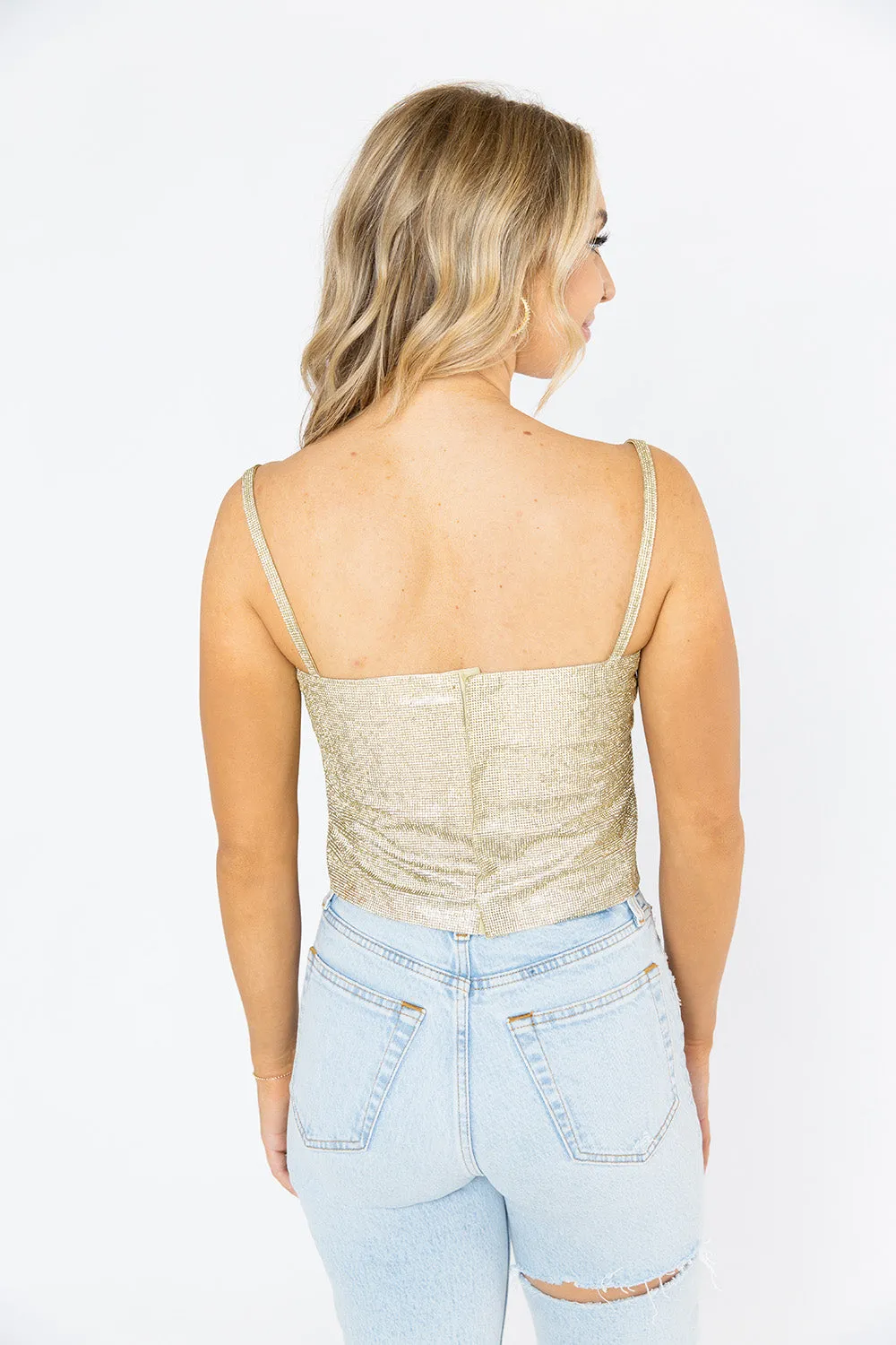 Girly Girl Rhinestone Crop Top - Gold sold by Buddy Love product image thumbnail 5