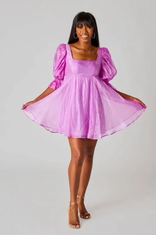 Betsy Puff Sleeve Babydoll Dress - Lavender sold by Buddy Love