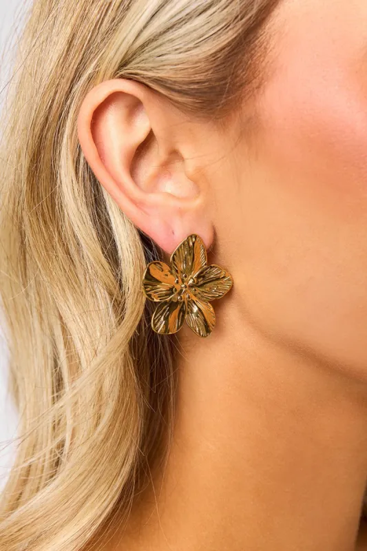 Irene Flower Studded Earrings - Gold sold by Buddy Love