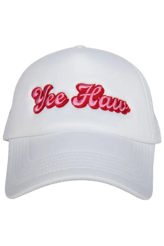 Yeehaw Embroidered Trucker Hat - White sold by Buddy Love