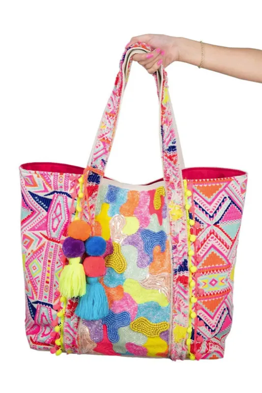 Aztec Sequin Tote Bag - Multicolored sold by Buddy Love