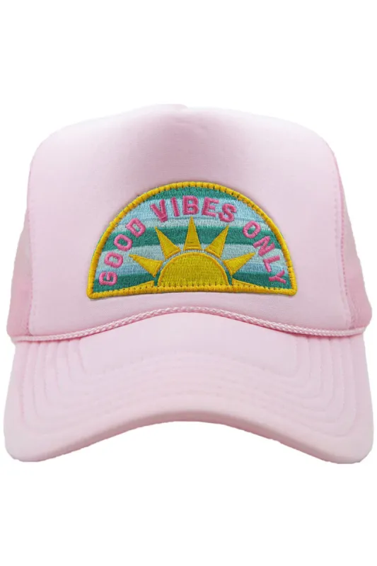 Good Vibes Only Trucker Hat - Light Pink sold by Buddy Love