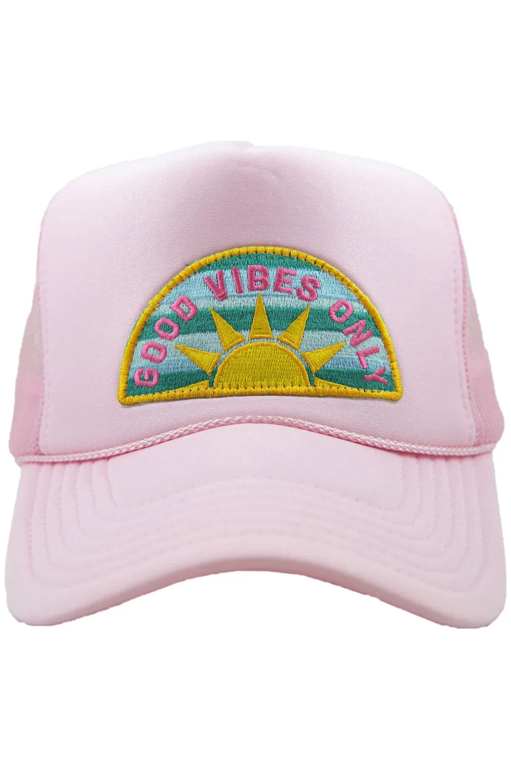 Good Vibes Only Trucker Hat - Light Pink sold by Buddy Love