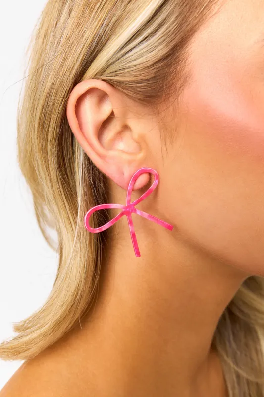 Lola Bow Earrings - Pink Party Punch sold by Buddy Love