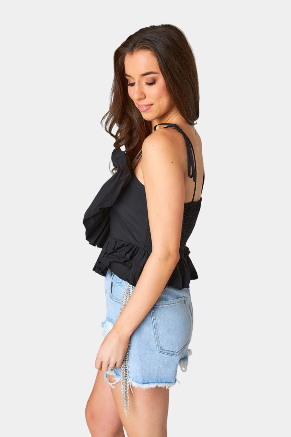 Beck Ruffle Tank Top - Black sold by Buddy Love product image thumbnail 3