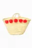 Red Pom Straw Bag - Red sold by Buddy Love