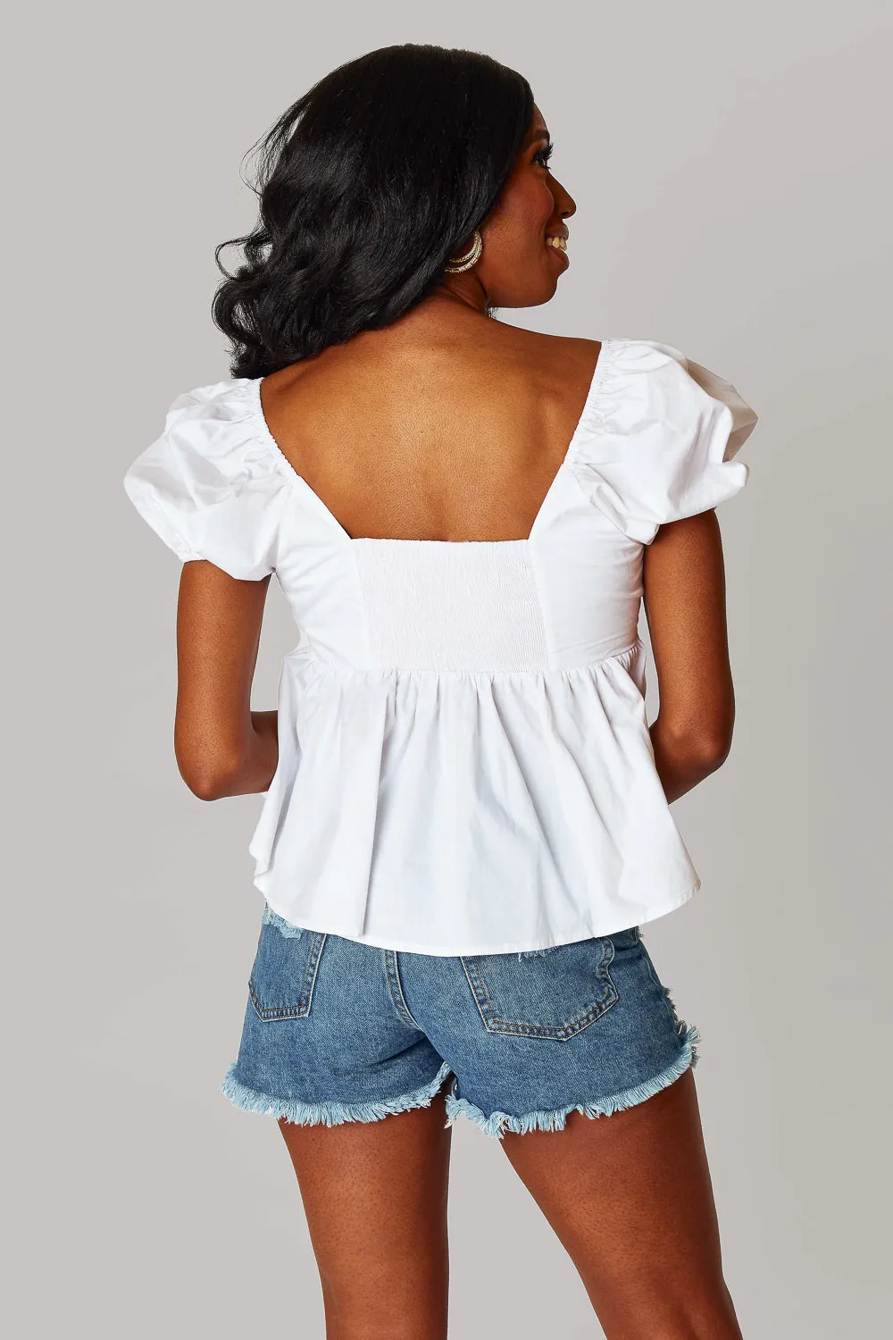 Houston Puff Sleeve Top - White sold by Buddy Love product image thumbnail 5