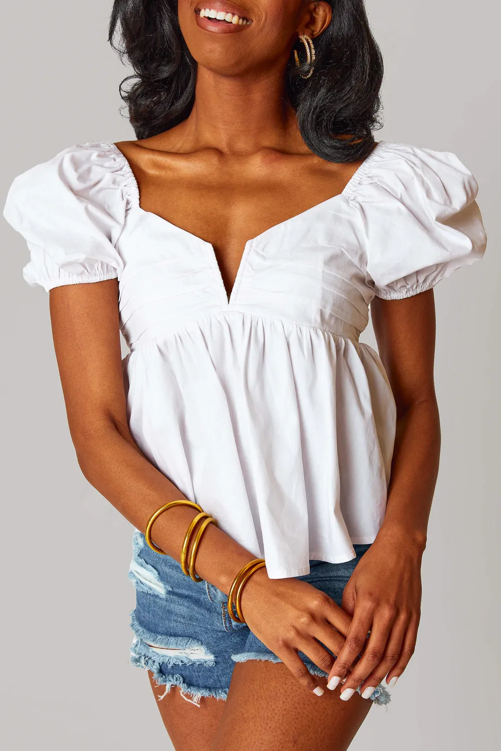 Houston Puff Sleeve Top - White sold by Buddy Love product image thumbnail 3