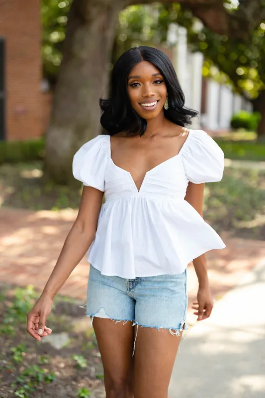 Houston Puff Sleeve Top - White sold by Buddy Love