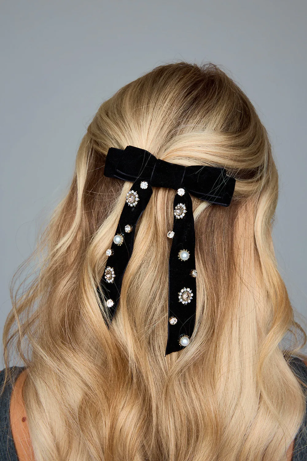 Velvet Bow Clip - Black sold by Buddy Love