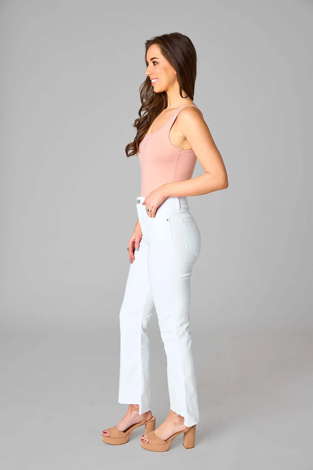 Happi High Rise Distressed Jean - White sold by Buddy Love product image thumbnail 3