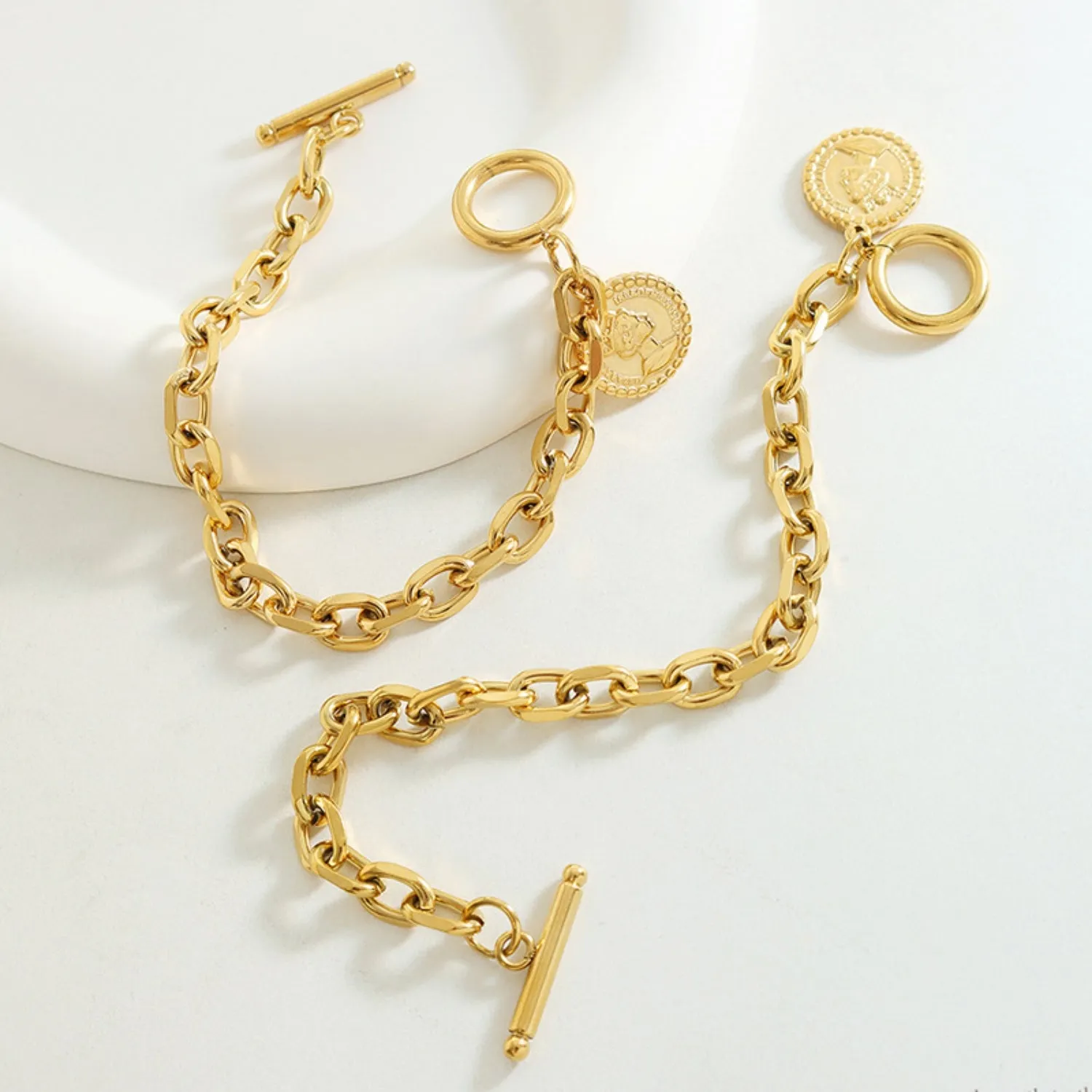 Coin Chain Titanium Steel Bracelet sold by Buddy Love product image thumbnail 4