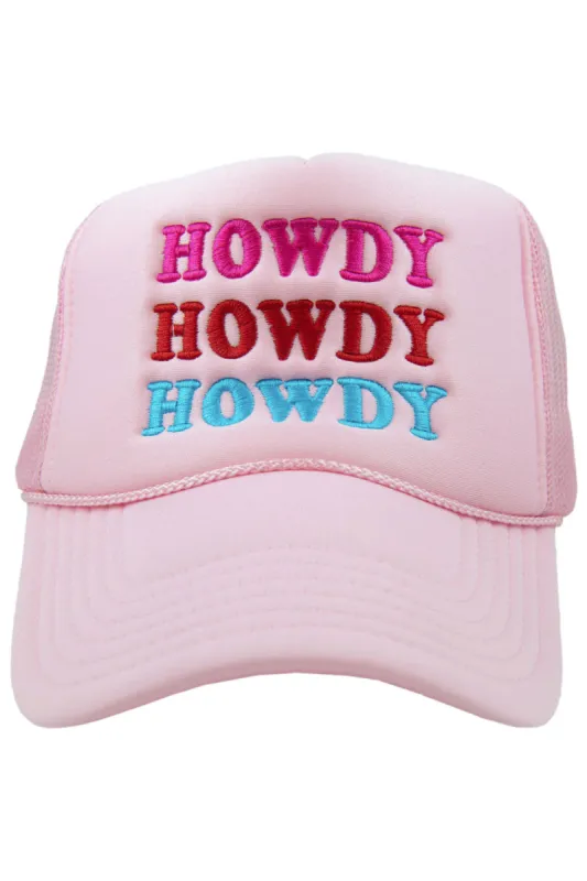 Howdy Howdy Howdy Embroidered Trucker Hat - Light Pink sold by Buddy Love