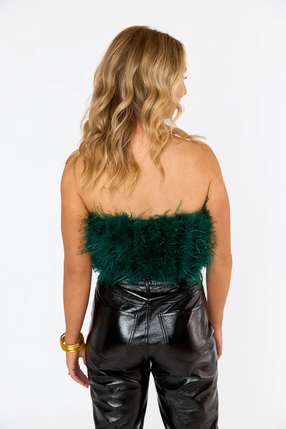 Fancy Strapless Feather Crop Top - Emerald sold by Buddy Love product image thumbnail 3
