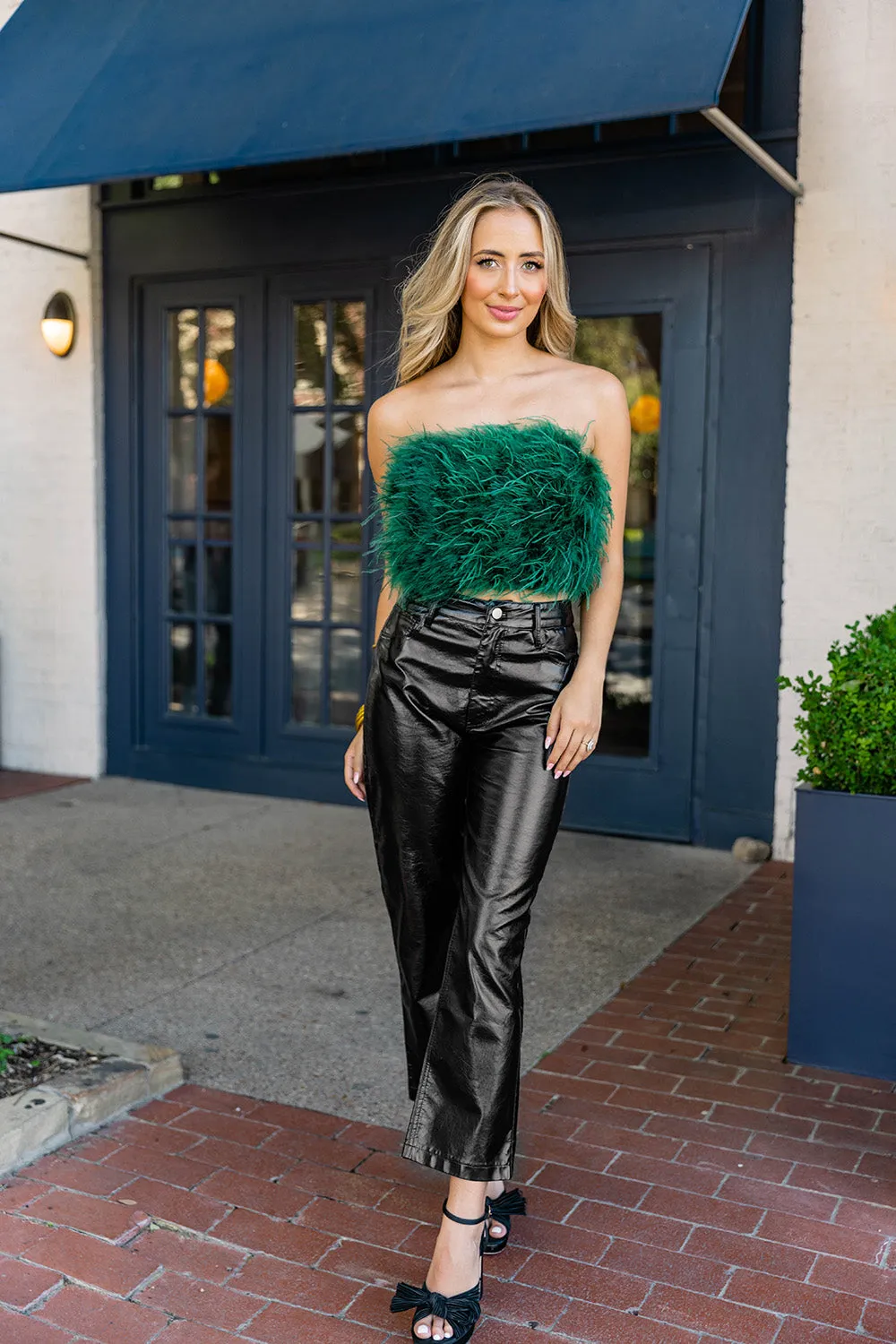 Fancy Strapless Feather Crop Top - Emerald sold by Buddy Love product image thumbnail 5