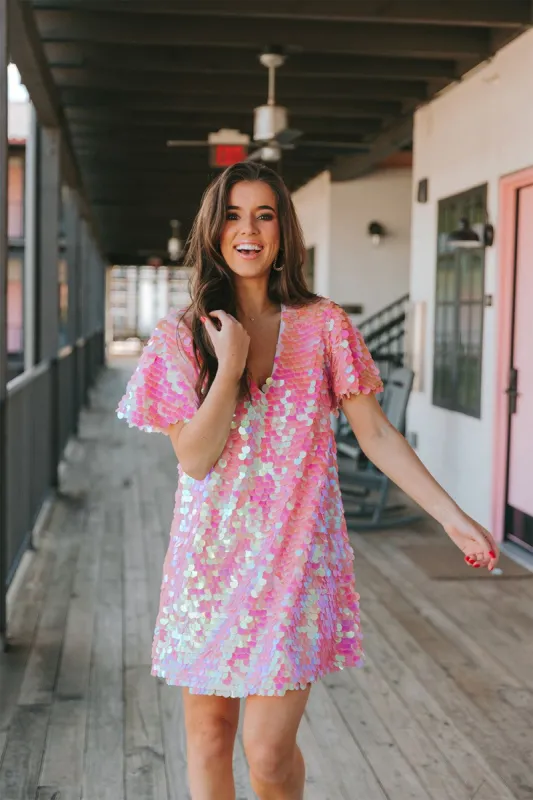 BuddyLove Taya Sequin Short Dress - Blush sold by Buddy Love