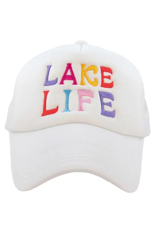 Lake Life Embroidered Trucker Hat - White sold by Buddy Love