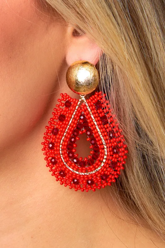 Marina Beaded Statement Earrings - Red sold by Buddy Love
