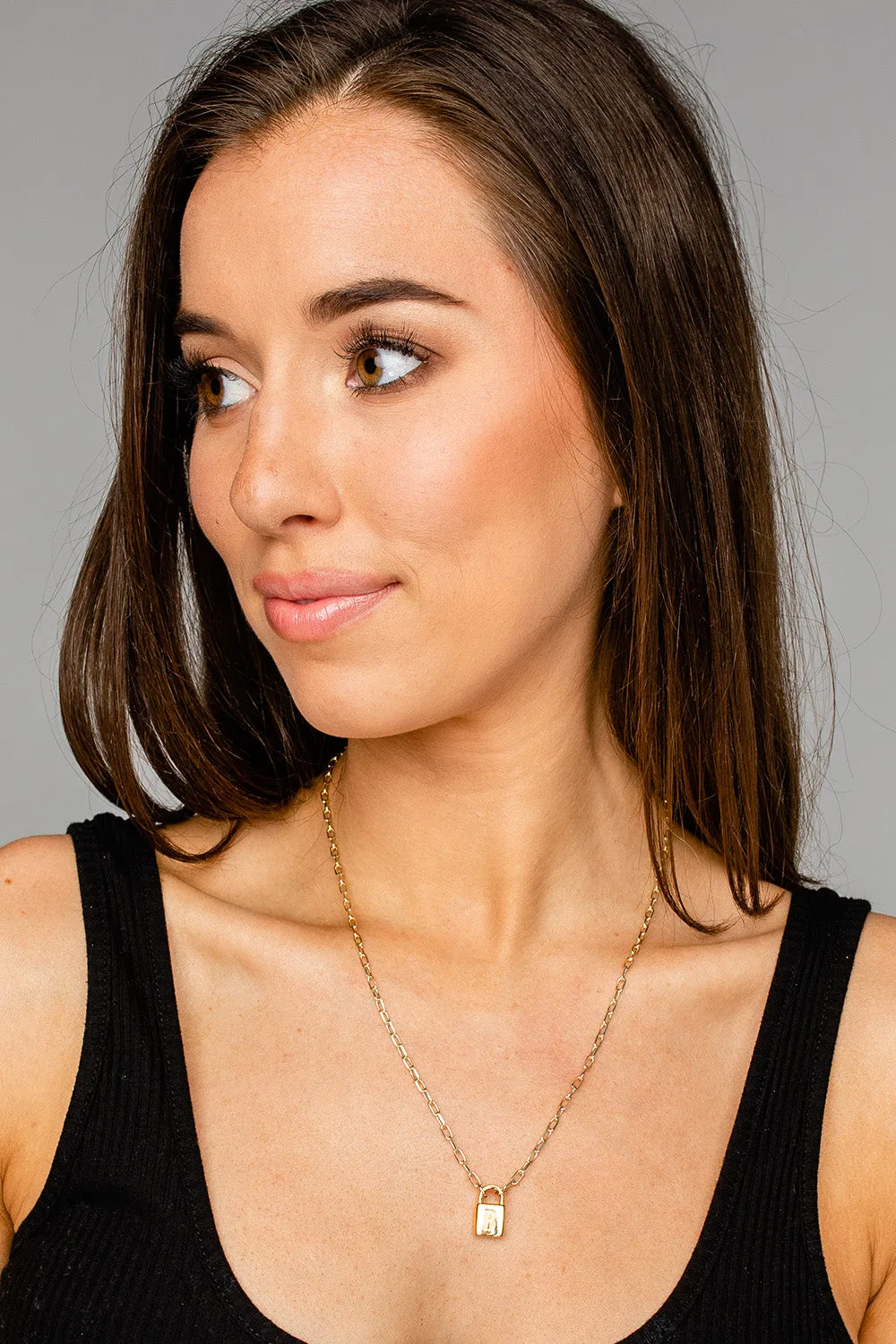 Lock Initial Necklace - Gold sold by Buddy Love product image thumbnail 3