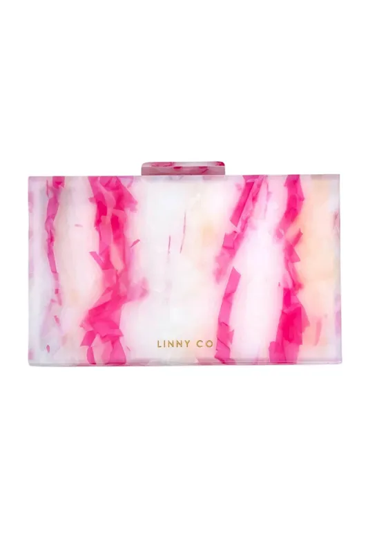 Lucy Acrylic Clutch - Pink & White sold by Buddy Love