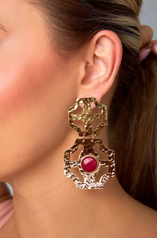 Stacey Statement Earrings - Pink sold by Buddy Love