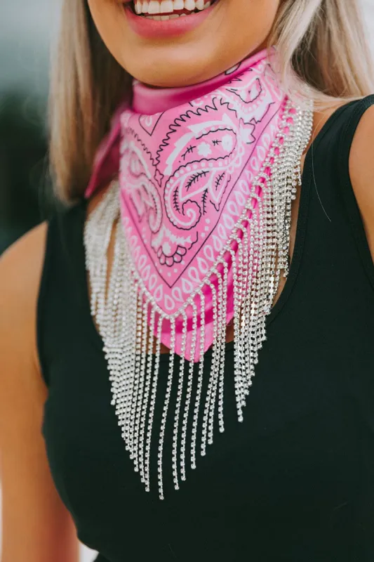 Shania Crystal Bandana Scarf - Light Pink sold by Buddy Love