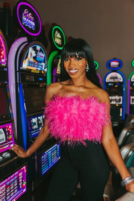 BuddyLove Fancy Strapless Feather Crop Top - Hot Pink sold by Buddy Love