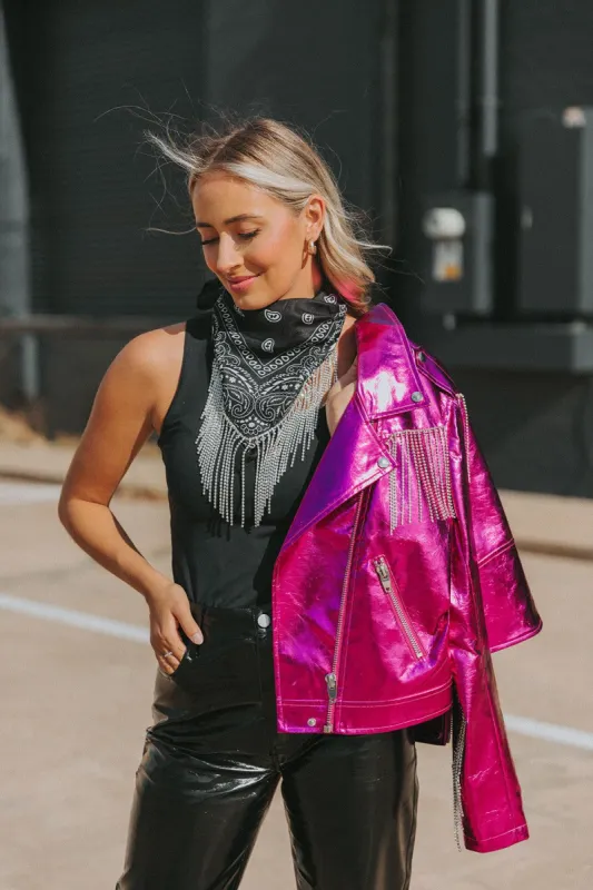 Shania Crystal Bandana Scarf - Black sold by Buddy Love