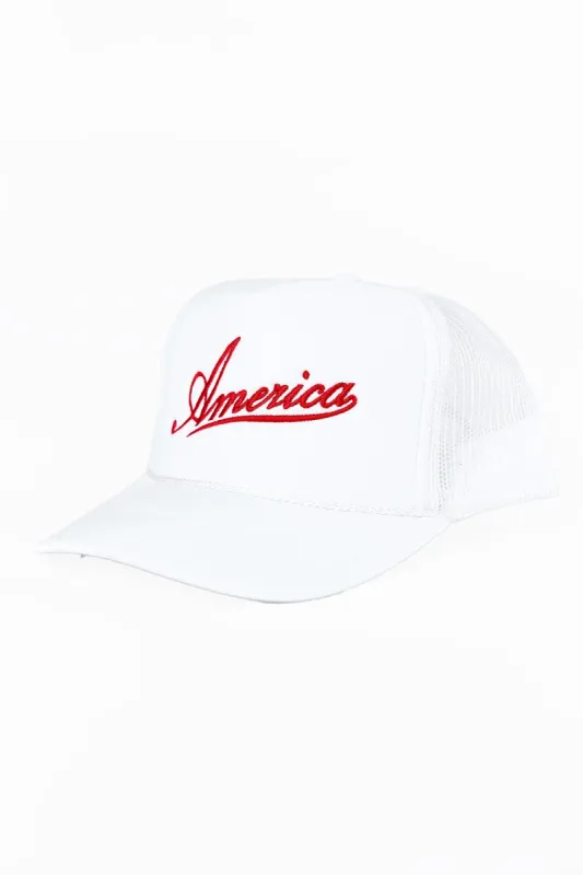 America Trucker Hat - White/Red sold by Buddy Love