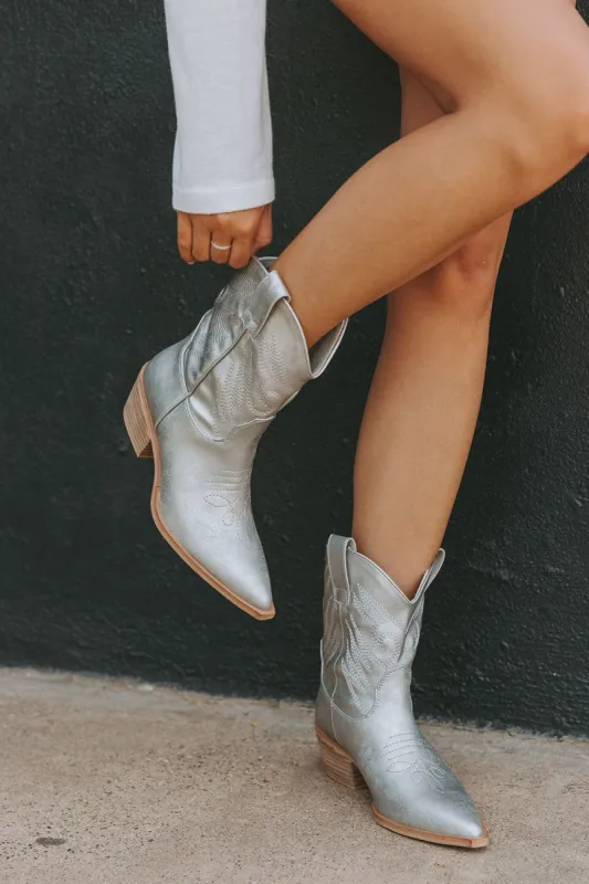 Zahara Western Boot - Silver sold by Buddy Love